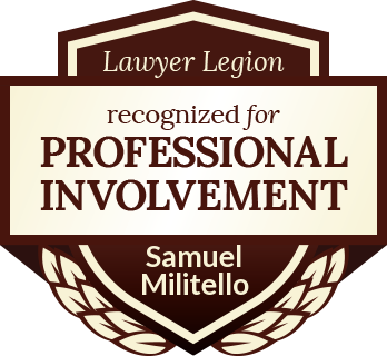 Samuel Militello has earned recognition for professional involvement by Lawyer Legion